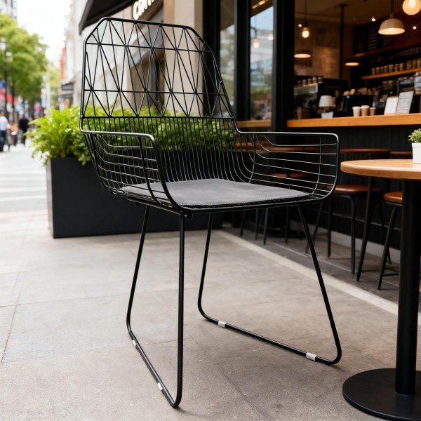 1.Contemporary Aluminum Outdoor Chair with Cushion Seat