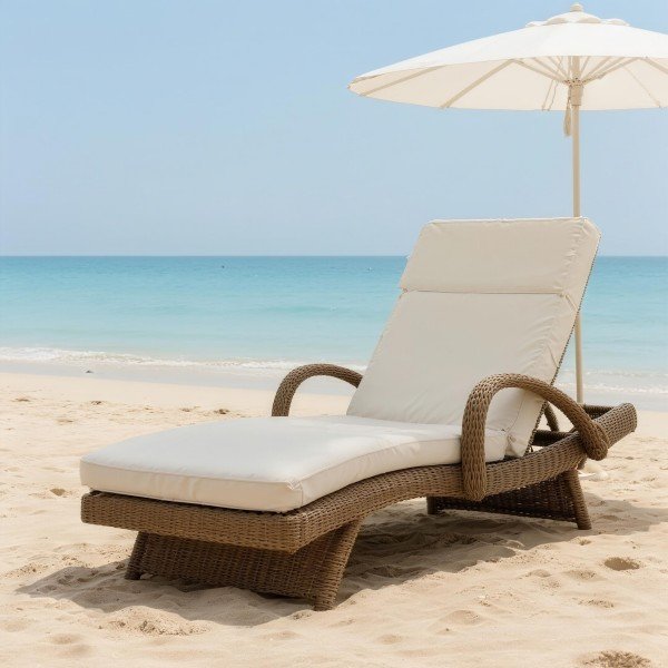 1.Rattan Chaise Lounge Chair with Armrest