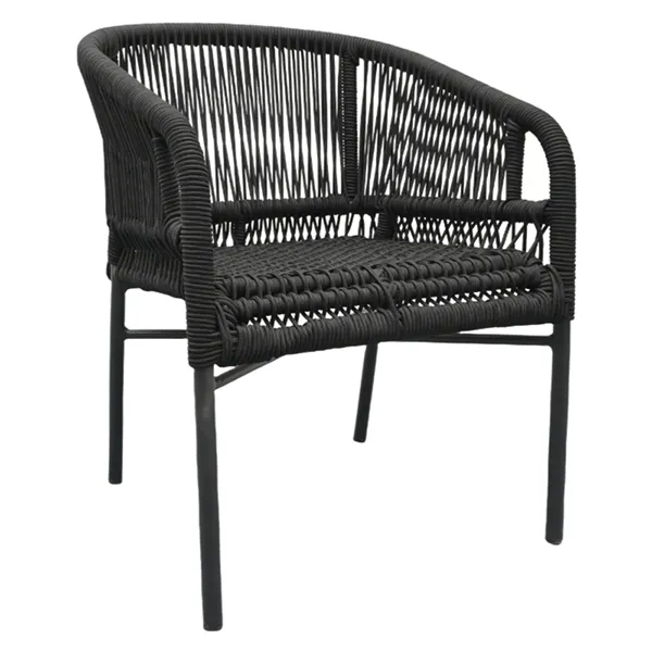 2.Black Textilene Rope Outdoor Chair
