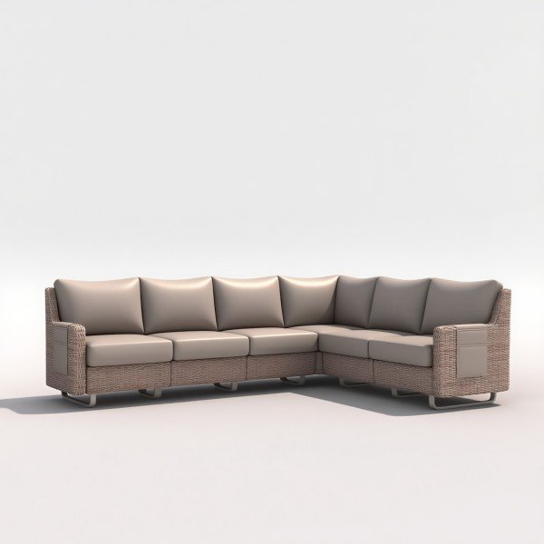 2.Luxury PE Rattan Outdoor Sofa Set with Rolling Bar Table