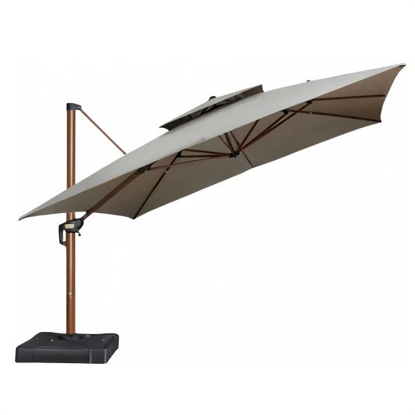 2.Patio Umbrella Outdoor Cantilever Sun Shade with Base