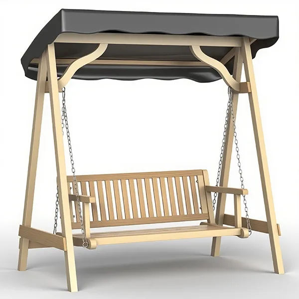 2.Teak Sunshade Outdoor Swing with Adjustable Canopy