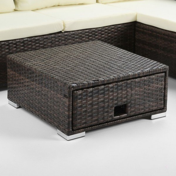 3.4-Piece Outdoor Wicker Conversation Sofa Set including 3-Seater, Armchairs and Glass Coffee Table
