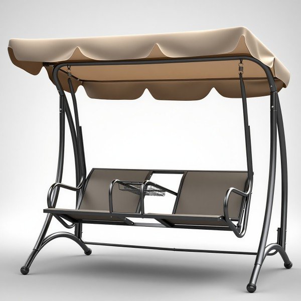 3.Aluminum Swing Chair with Shade Canopy for Garden & Patio