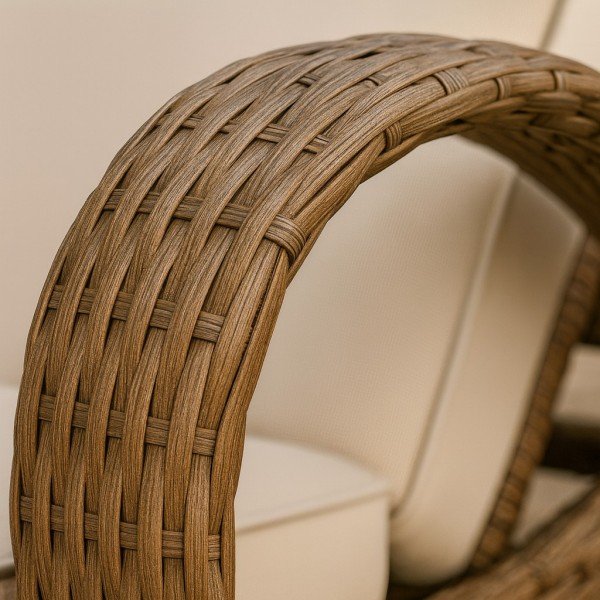 3.Rattan Chaise Lounge Chair with Armrest