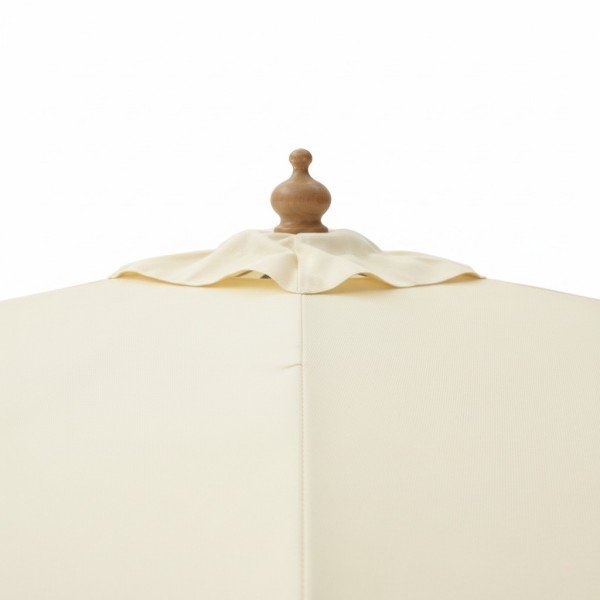 3.Square Wood Pole Patio Umbrella - Heavy-Duty Cream Canopy with Granite Stone Base