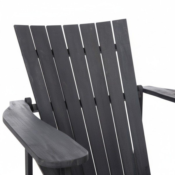 Armrest detail of stylish black Plastic Adirondack Chair with durable finish