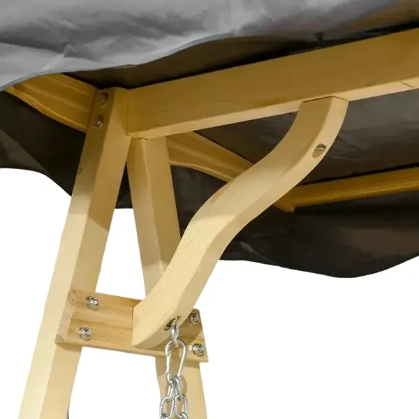 3.Teak Sunshade Outdoor Swing with Adjustable Canopy