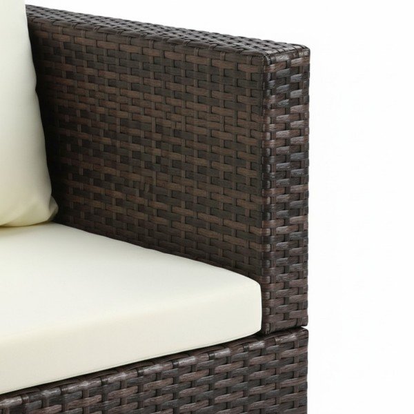 4.4-Piece Outdoor Wicker Conversation Sofa Set including 3-Seater, Armchairs and Glass Coffee Table