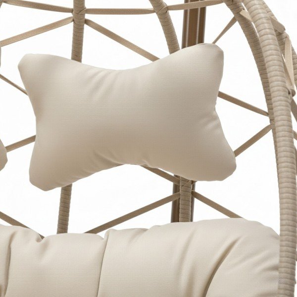 4.Happy Rattan Double Egg Chair With Beige Stand