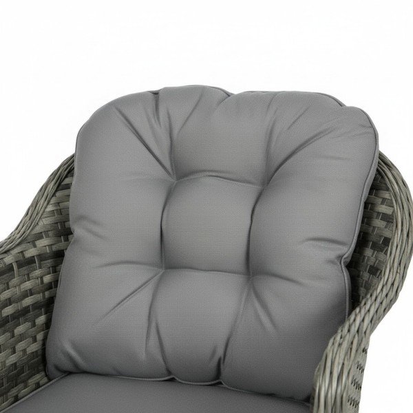 4.Outdoor Rattan Sofa Set 4-Piece with Loveseat, Two Armchairs & Coffee Table with Gray Cushions