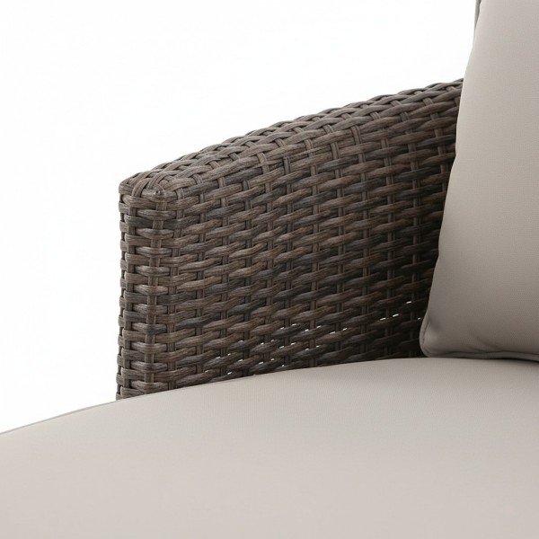 5.3-Piece Outdoor Curved Wicker Chaise Sofa Set with Nesting Round Tables