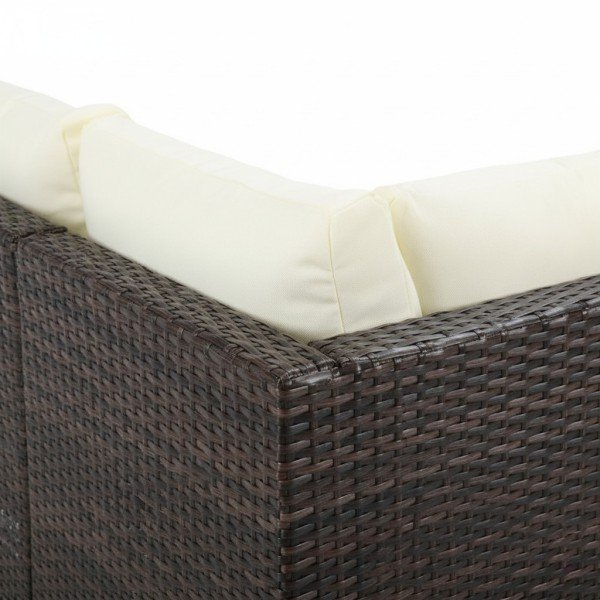 5.4-Piece Outdoor Wicker Conversation Sofa Set including 3-Seater, Armchairs and Glass Coffee Table