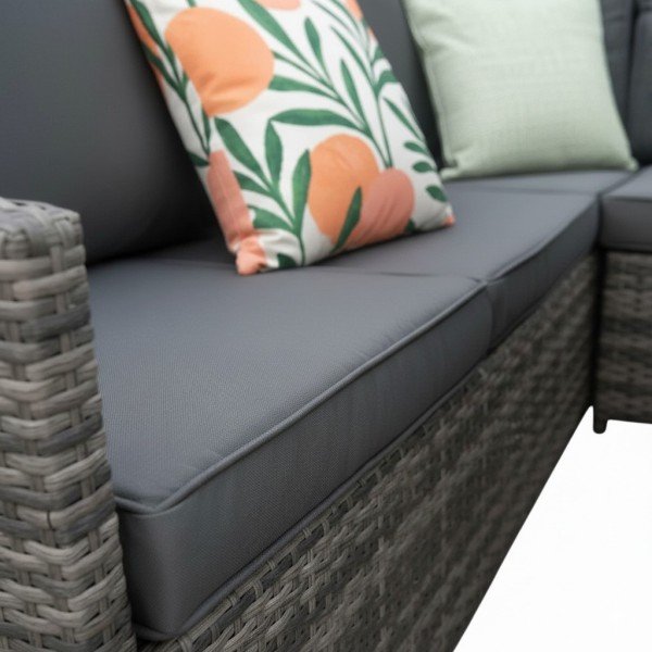 5.7-Piece Outdoor L-Shape Sectional Wicker Dining Sofa Set with Tempered Glass High Table