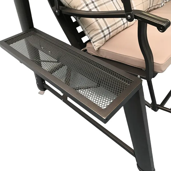 Aluminum Outdoor swing with solar-power LED light armrests