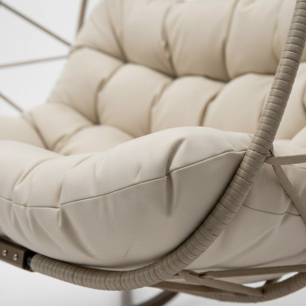 5.Happy Rattan Double Egg Chair With Beige Stand