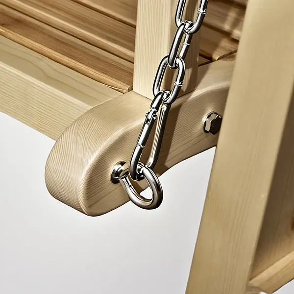 5.Teak Sunshade Outdoor Swing with Adjustable Canopy