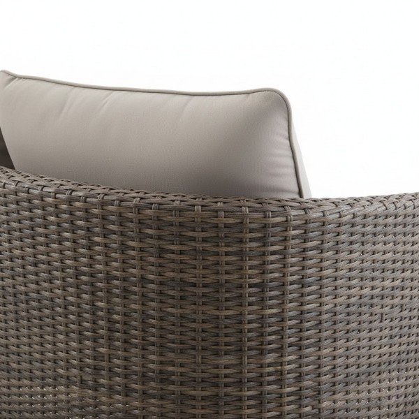 6.3-Piece Outdoor Curved Wicker Chaise Sofa Set with Nesting Round Tables