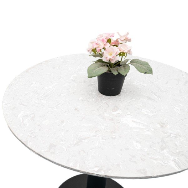 Stainless Steel Dining Set round marble dining table with decorative flower vase