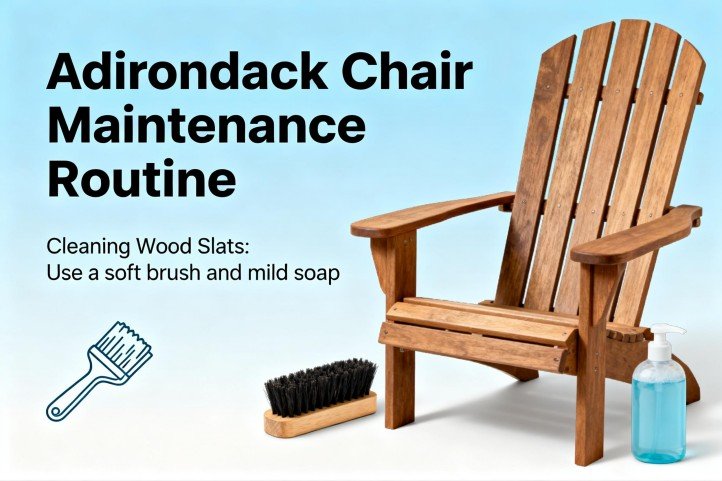 Adirondack chair maintenance routine cleaning wood slats with soft brush and mild soap