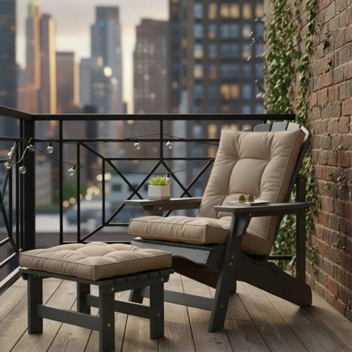 Adirondack chair with cushion and ottoman for extra comfort