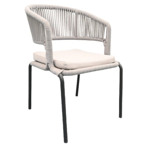 Outdoor Patio Chair with Rope Backrest and Cushion2