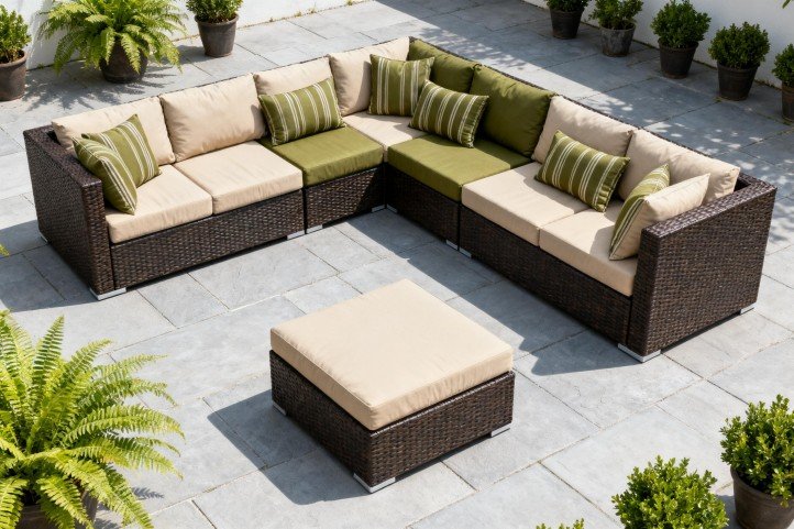 outdoor modular sofa configuration on patio