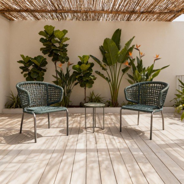 1.Contemporary Green Patio Chair Set