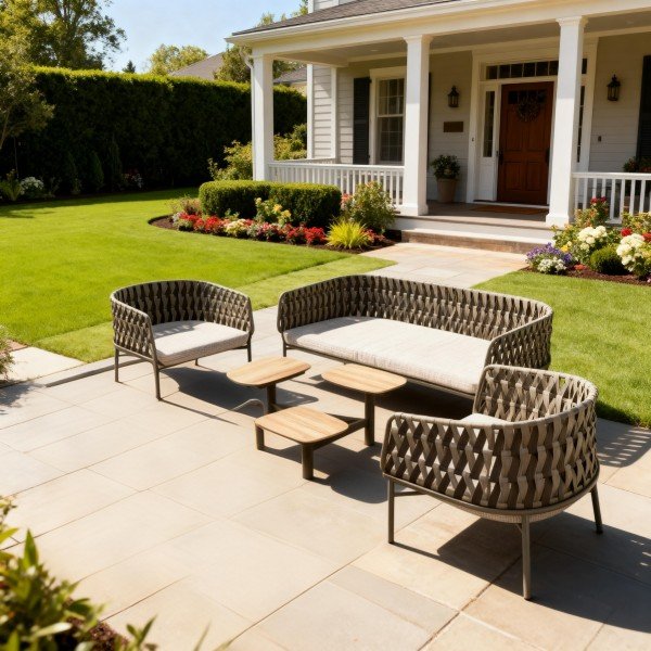 1.Luxury Woven Strap Outdoor Sofa Furniture Set