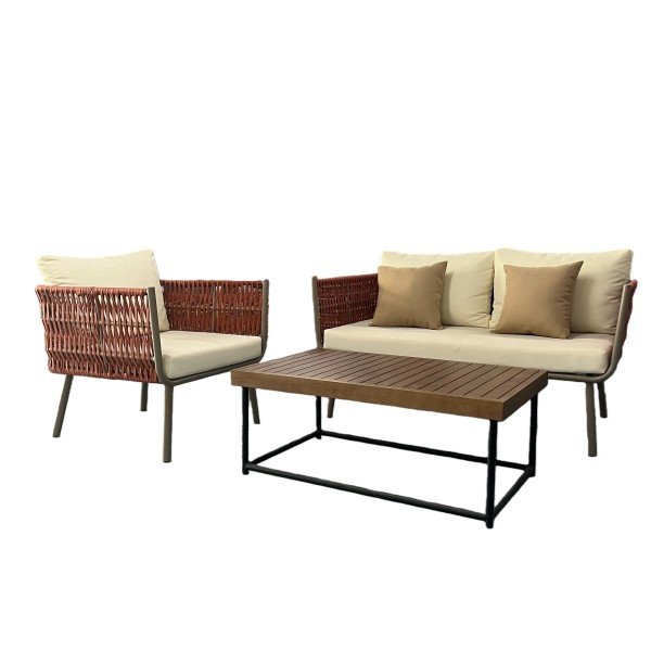 2.3-Piece Modern Outdoor Rope Sofa Set