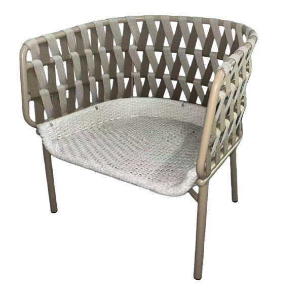 3.5-Piece Contemporary Round Patio Table and Chairs for 4 – Woven Strap Chairs with S