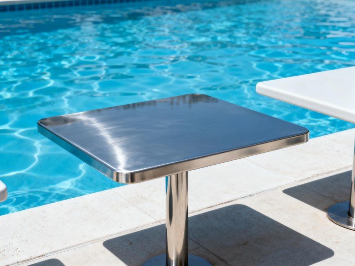 316 stainless or porcelain tabletops for poolside and coastal patios