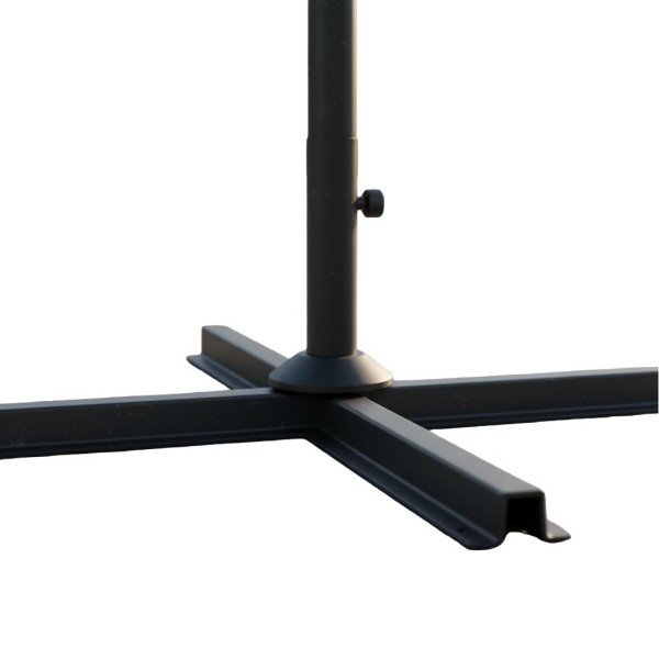 4.10 Ft Commercial Umbrella with Solar LED Lights Turquoise Offset Cantilever Umbrella and Cross Base