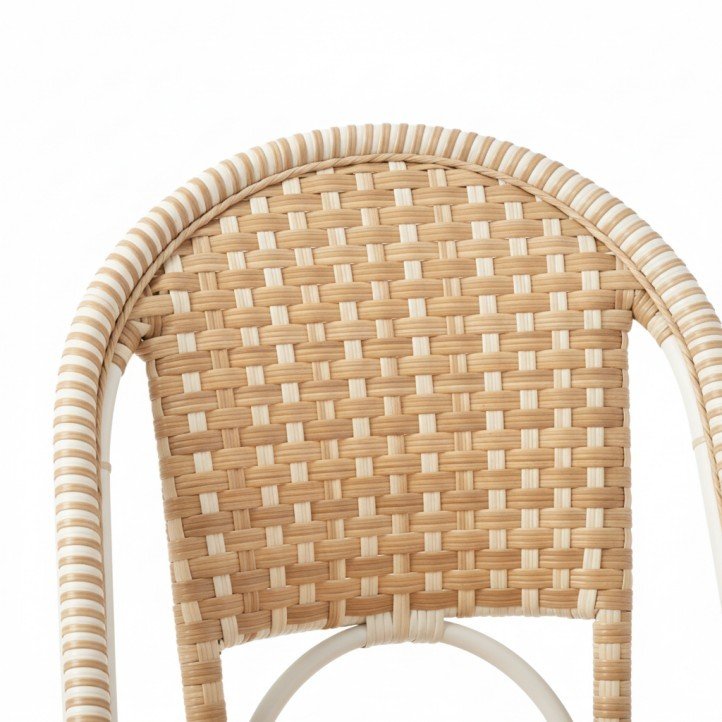 5.3-Piece French Bistro Patio Set Faux Marble Top Dining Table with 2 Rattan Woven Chairs Cafe Balcony Seating