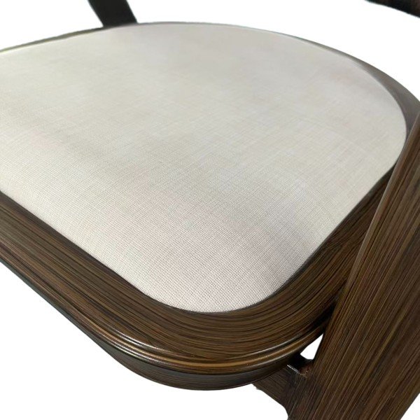 5.Mid-Century Faux-Wood Dark Brown Outdoor Chair