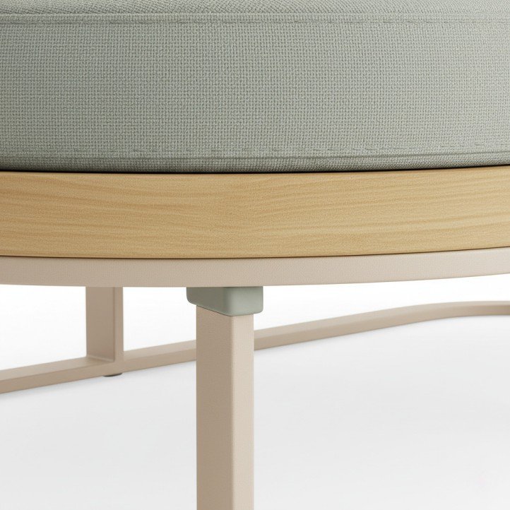 5.Modern Oval Wooden Pool Chairs Set Adjustable Back Chaise Lounge with Light Green Cushions