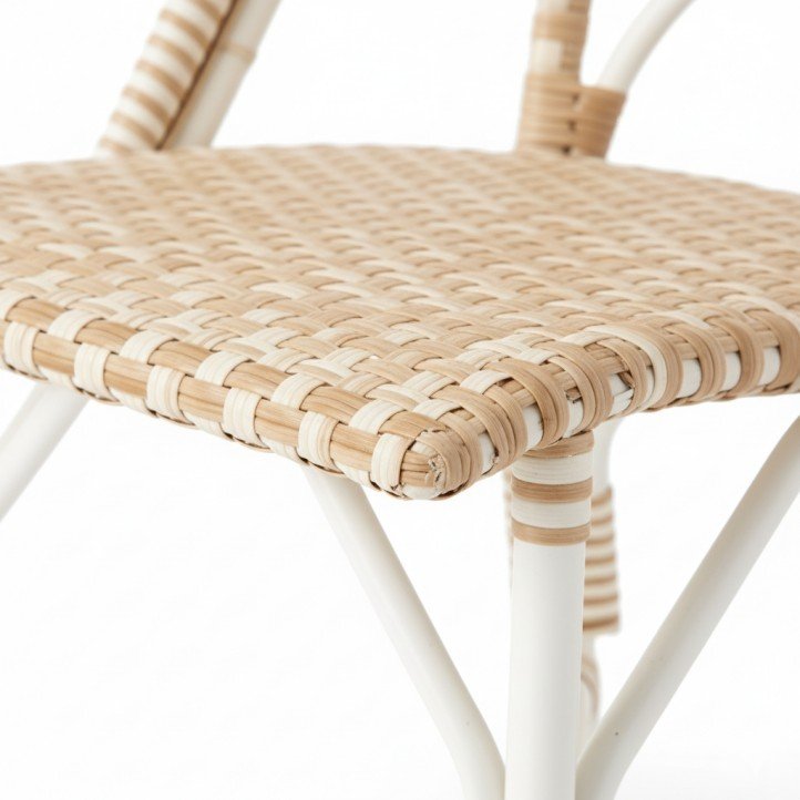 6.3-Piece French Bistro Patio Set Faux Marble Top Dining Table with 2 Rattan Woven Chairs Cafe Balcony Seating