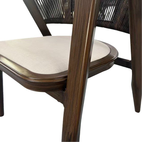 6.Mid-Century Faux-Wood Dark Brown Outdoor Chair
