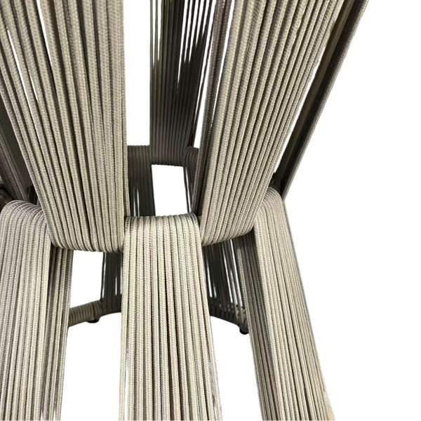 8.5-Piece Contemporary Round Patio Table and Chairs for 4 – Woven Strap Chairs with S