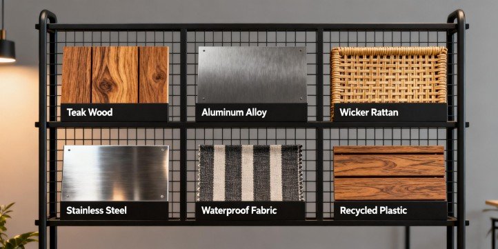 Custom outdoor furniture material options.