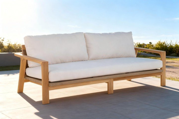 Outdoor furniture in high-UV settings using solution dyed acrylic outdoor fabric to resist fading