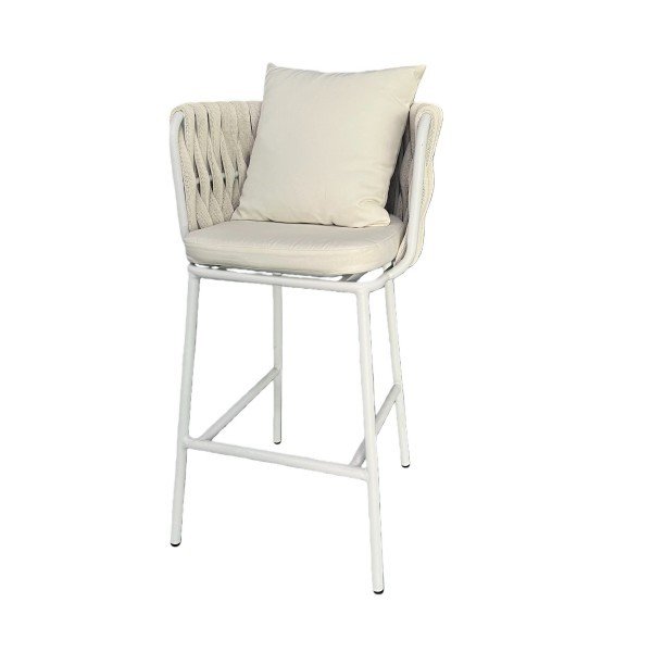 patio-bar-stools-white-woven-rope-with-cushion-front