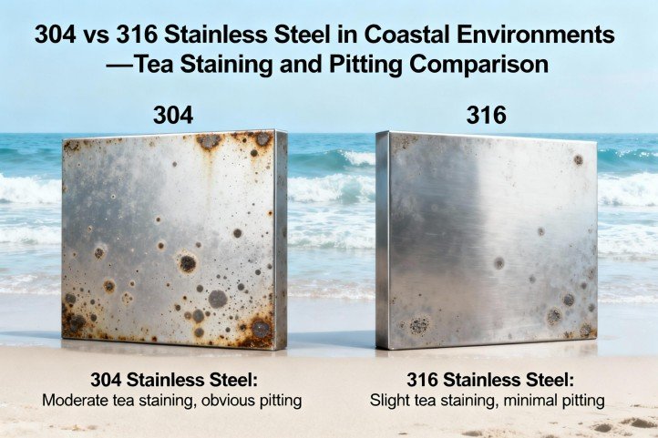 304 vs 316 stainless steel in coastal environments—tea staining and pitting comparison