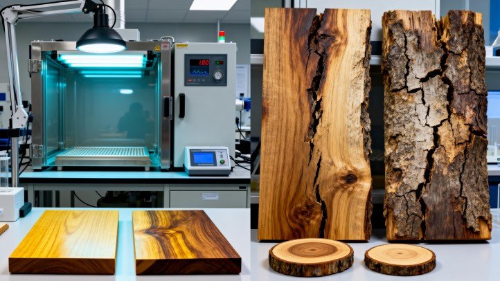 teak sample accelerated weathering crack comparison