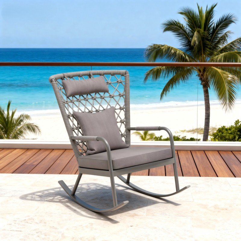 Garden Rocking Chair Beach Patio High Back View