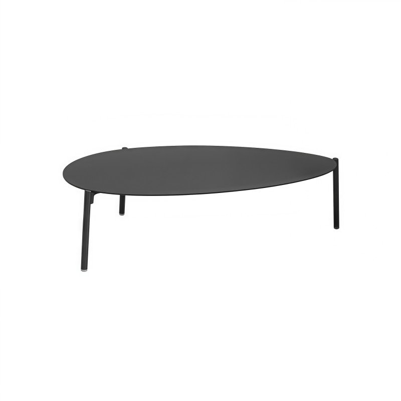 Modern Oval Coffee Table Black Low Profile Metal Frame