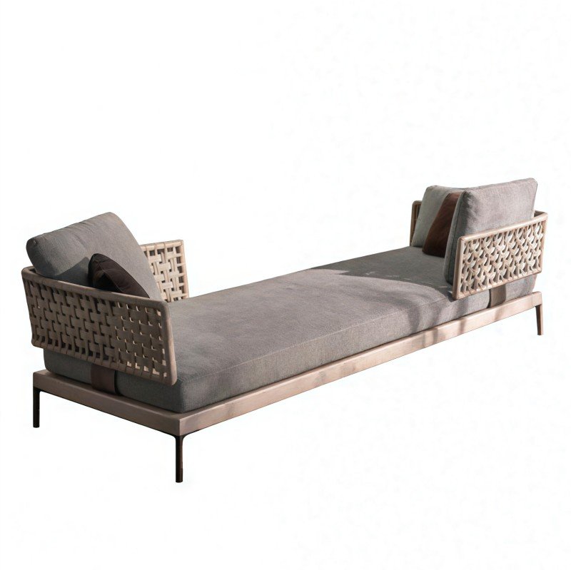 Outdoor Lounge Sofa Daybed Dual Woven Arms