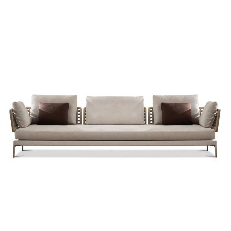 Outdoor Lounge Sofa S3 Dual Woven Arms Taupe