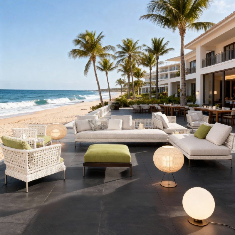 Outdoor Lounge Sofa Set Beige Green Modular Resort