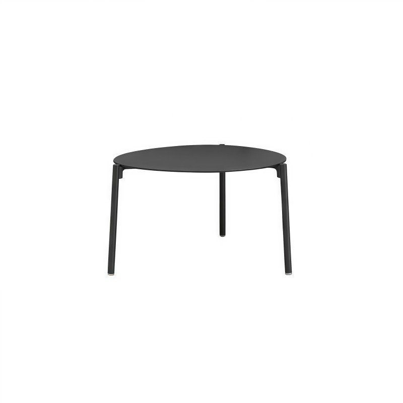 Outdoor Round Side Table Metal Legs Dark Grey